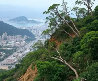 Deslizamento com queda de árvores interdita RJ